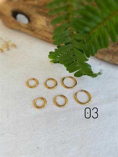  Çelik Halka Gold Küpe 03