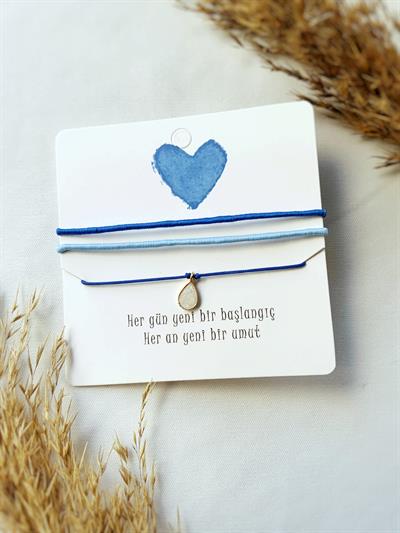 3lü Mavi Bileklik Seti Damla