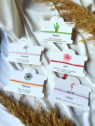 5li İp Arkadaş Bilekliği Seti Çiçek Temalı