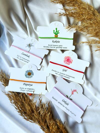 5li İp Arkadaş Bilekliği Seti Çiçek Temalı