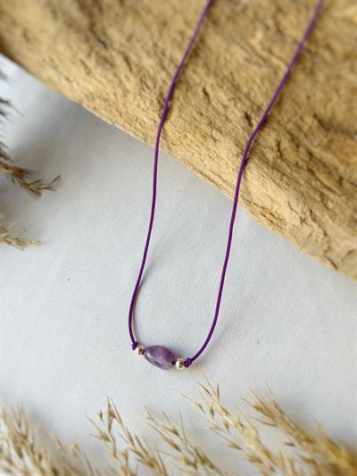 Ametist Minimal Gümüş Kolye