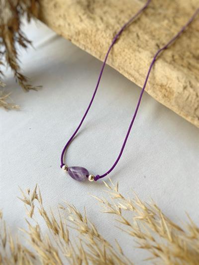 Ametist Minimal Gümüş Kolye