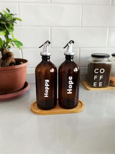 Bambu Altlıklı Yağdanlık Seti