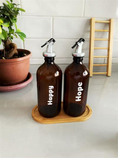 Bambu Altlıklı Yağdanlık Seti