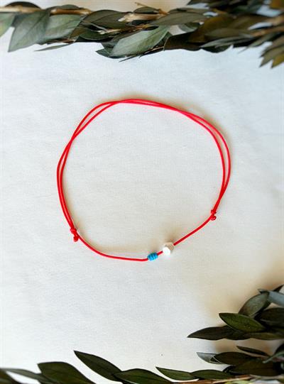 Boncuk detaylı Kırmızı ip halhal seti