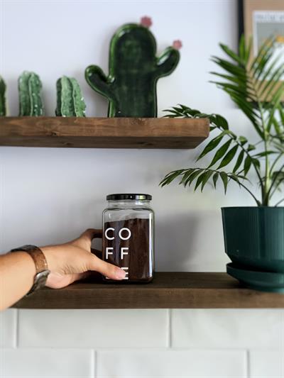 Cam dekoratif Erzak kahve kavanozu çay şeker kavanozu 1000 Cc Coffee etiketli