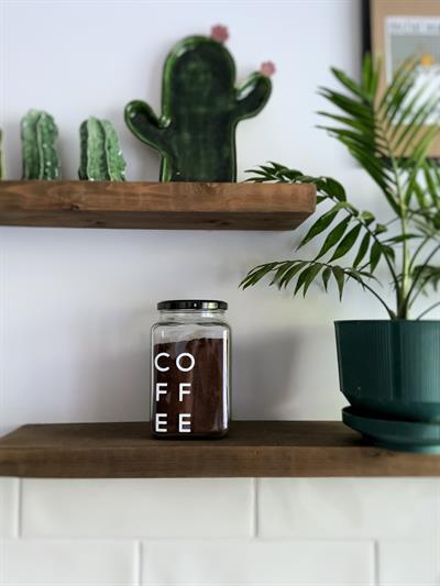 Cam dekoratif Erzak kahve kavanozu çay şeker kavanozu 1000 Cc Coffee etiketli