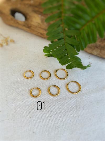 Çelik Halka Gold Küpe 01