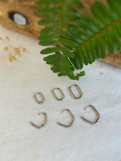 Çelik Oval Gümüş Küpe 01