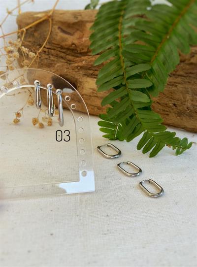 Çelik Oval Gümüş Küpe 03