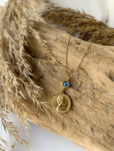 Elizabeth Madalyon  Çelik Kolye