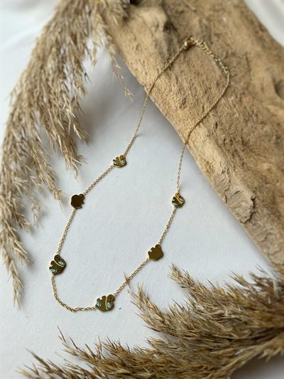 Fil Detaylı Çelik Şans Kolyesi