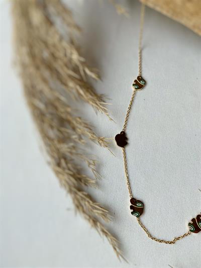 Fil Detaylı Çelik Şans Kolyesi