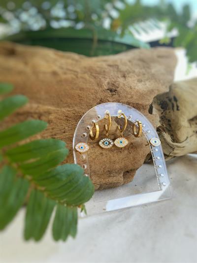 Göz Çelik Küpe Seti + Küpelik