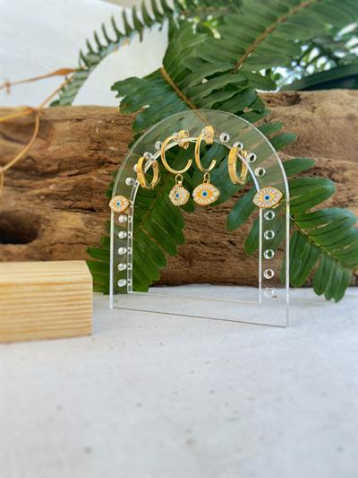 Göz Çelik Küpe Seti + Küpelik