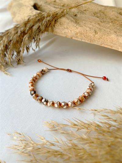 Kahve Çizgili Akik Unisex Bileklik