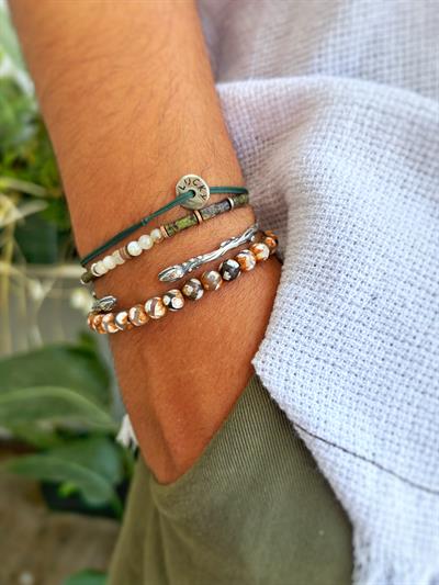 Kahve Çizgili Akik Unisex Bileklik