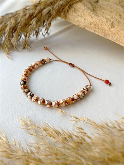 Kahve Çizgili Akik Unisex Bileklik