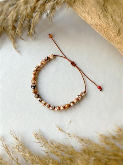 Kahve Çizgili Akik Unisex Bileklik