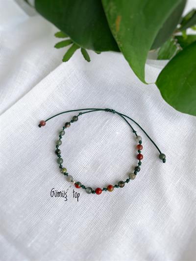 Kan Taşlı Gümüş Bileklik