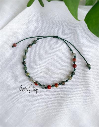 Kan Taşlı Gümüş Bileklik