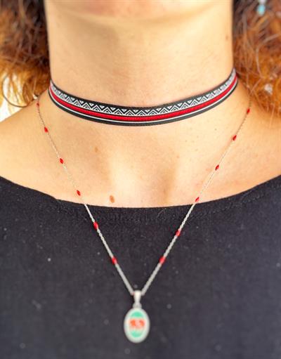 Kırmızı Detaylı Choker Kolye 