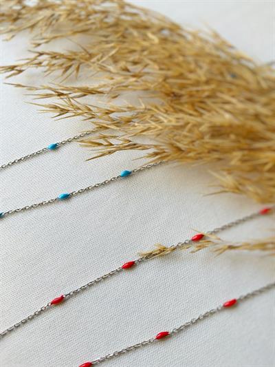 Kırmızı Mineli Gümüş Kolye