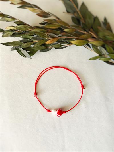 Kırmızı Şans Mantarı Bileklik 