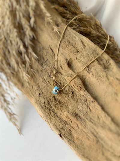 Mineli Nazar Boncuğu Çelik Kolye