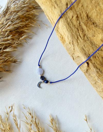 Minimal Ay Halhal Lapis Lazuli ve Kalsedon