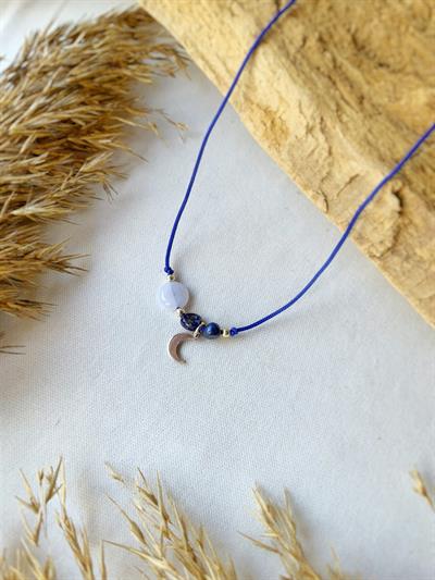 Minimal Ay Halhal Lapis Lazuli ve Kalsedon