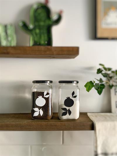 Nar Desenli 2li Cam Erzak Kavanozu – 850 ml