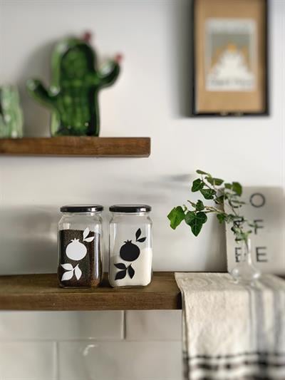 Nar Desenli 2li Cam Erzak Kavanozu – 850 ml