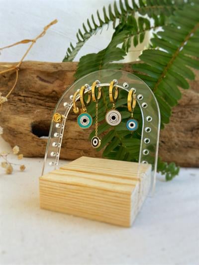 Nazar Çelik Küpe Seti + Küpelik