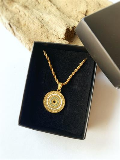 Nazar Yuvarlak Çelik Kolye