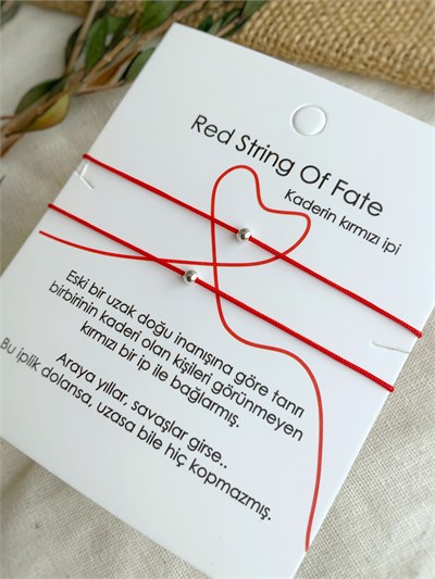 Red String 925 Ayar Gümüş Toplu 2li Kırmızı İp Çift Bileklik