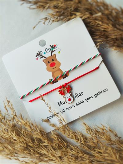 Rengeyiği Mine İşlemeli Yılbaşı Bilekliği