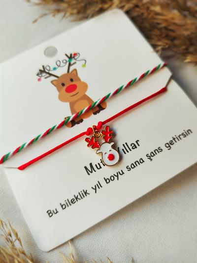 Rengeyiği Mine İşlemeli Yılbaşı Bilekliği