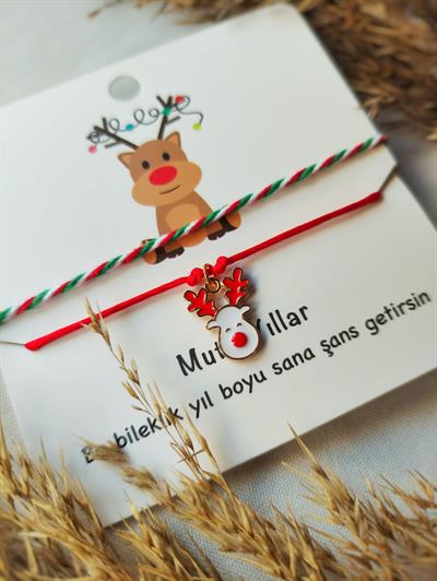 Rengeyiği Mine İşlemeli Yılbaşı Bilekliği
