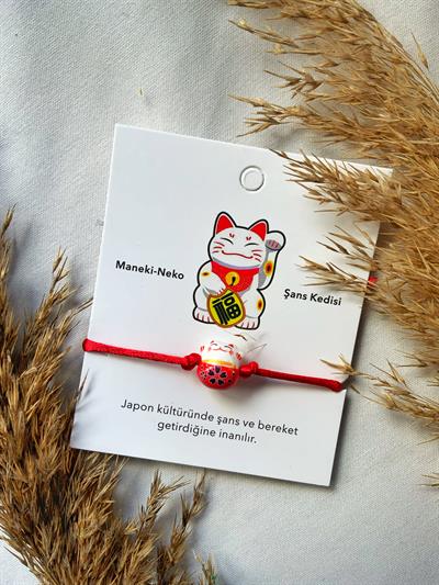 Şans Kedisi Seramik Maneki Neko Hediyelik Bileklik