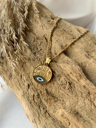 Şans ve Nazar Tılsımı Çelik Kolye