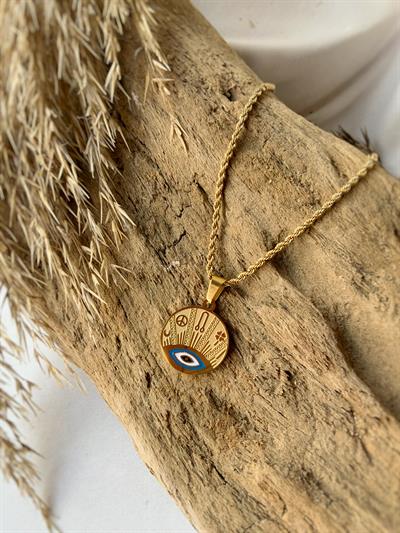 Şans ve Nazar Tılsımı Çelik Kolye