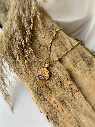 Şans ve Nazar Tılsımı Çelik Kolye