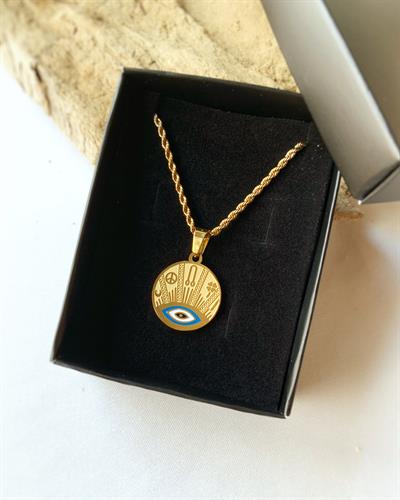 Şans ve Nazar Tılsımı Çelik Kolye