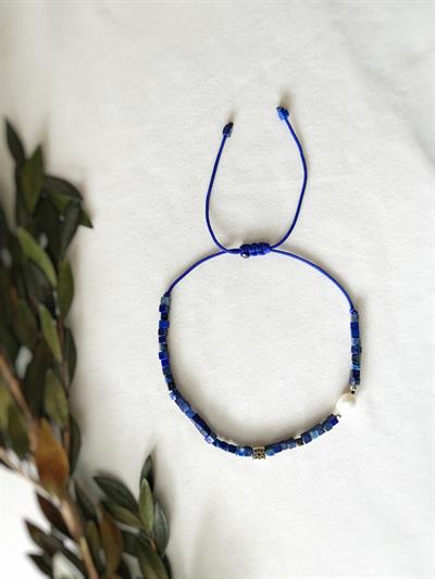 Suit Unisex Kare Lapis Lazuli Bileklik