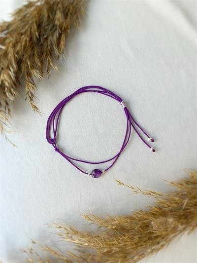 Unisex Ametist Taşlı Kiraz Bileklik / Halhal