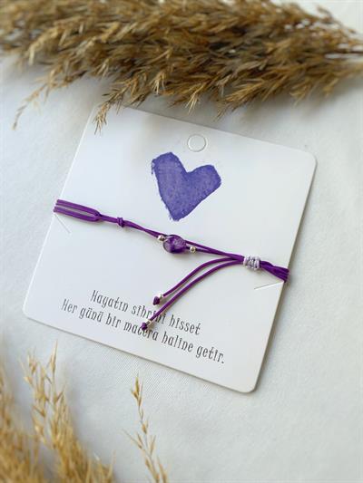 Unisex Ametist Taşlı Kiraz Bileklik / Halhal