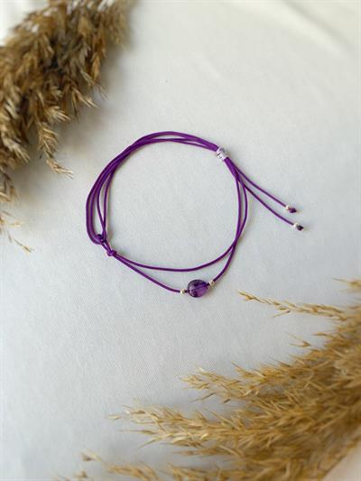 Unisex Ametist Taşlı Kiraz Bileklik / Halhal