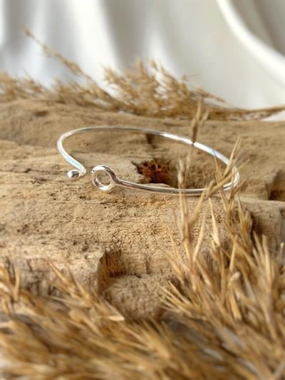 Unisex Basic Gümüş Kelepçe Bileklik