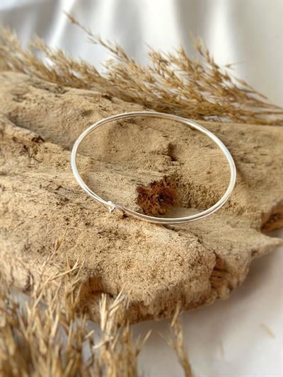 Unisex Basic Lades Gümüş Kelepçe Bileklik